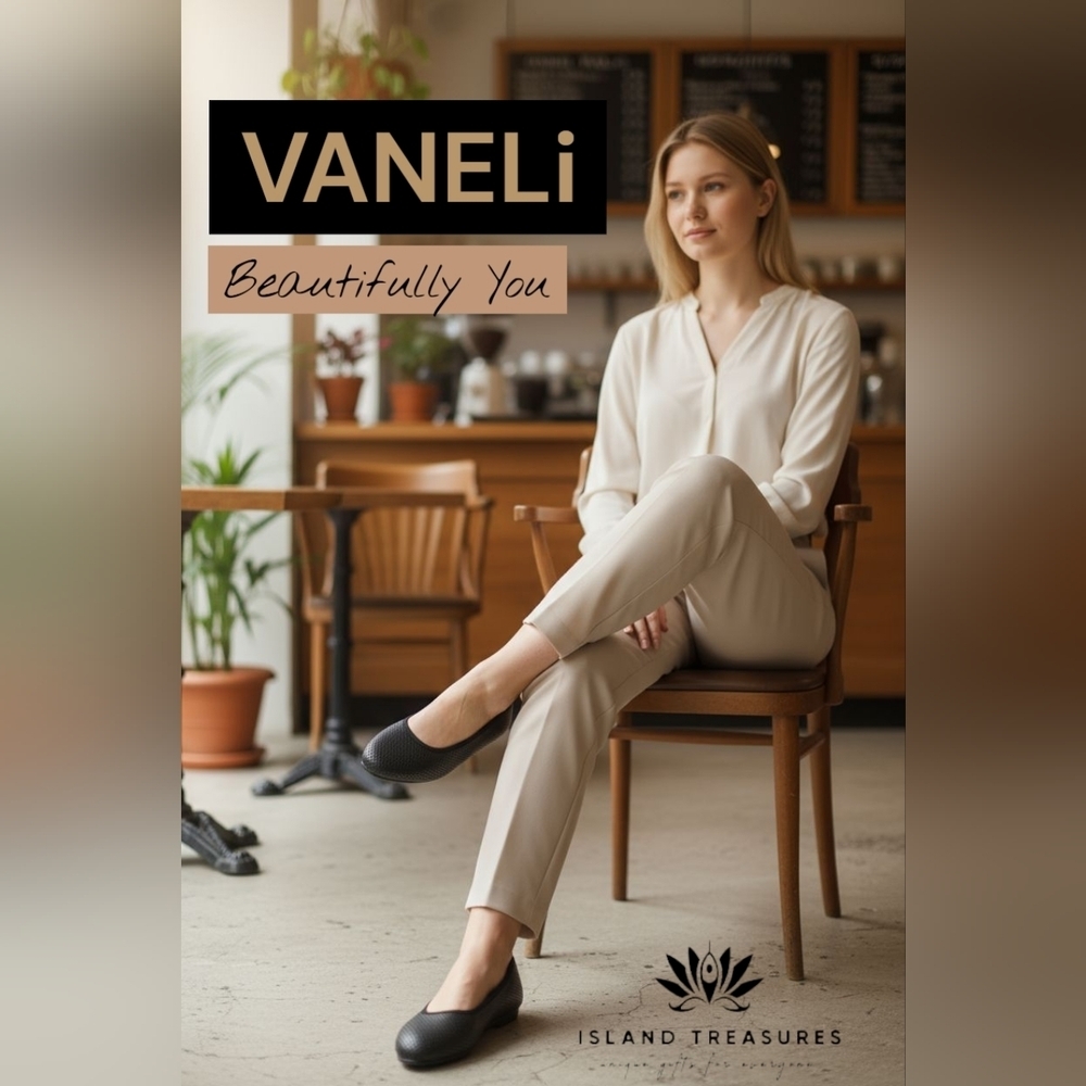 VANELi Ulanda Sz 8N Women's Black Ballet Flats Tiny Perforations Round Toe Comfy